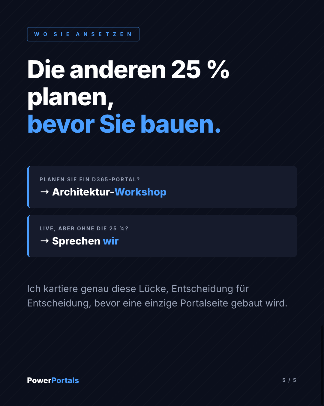 Die anderen 25 % planen, bevor Sie bauen.