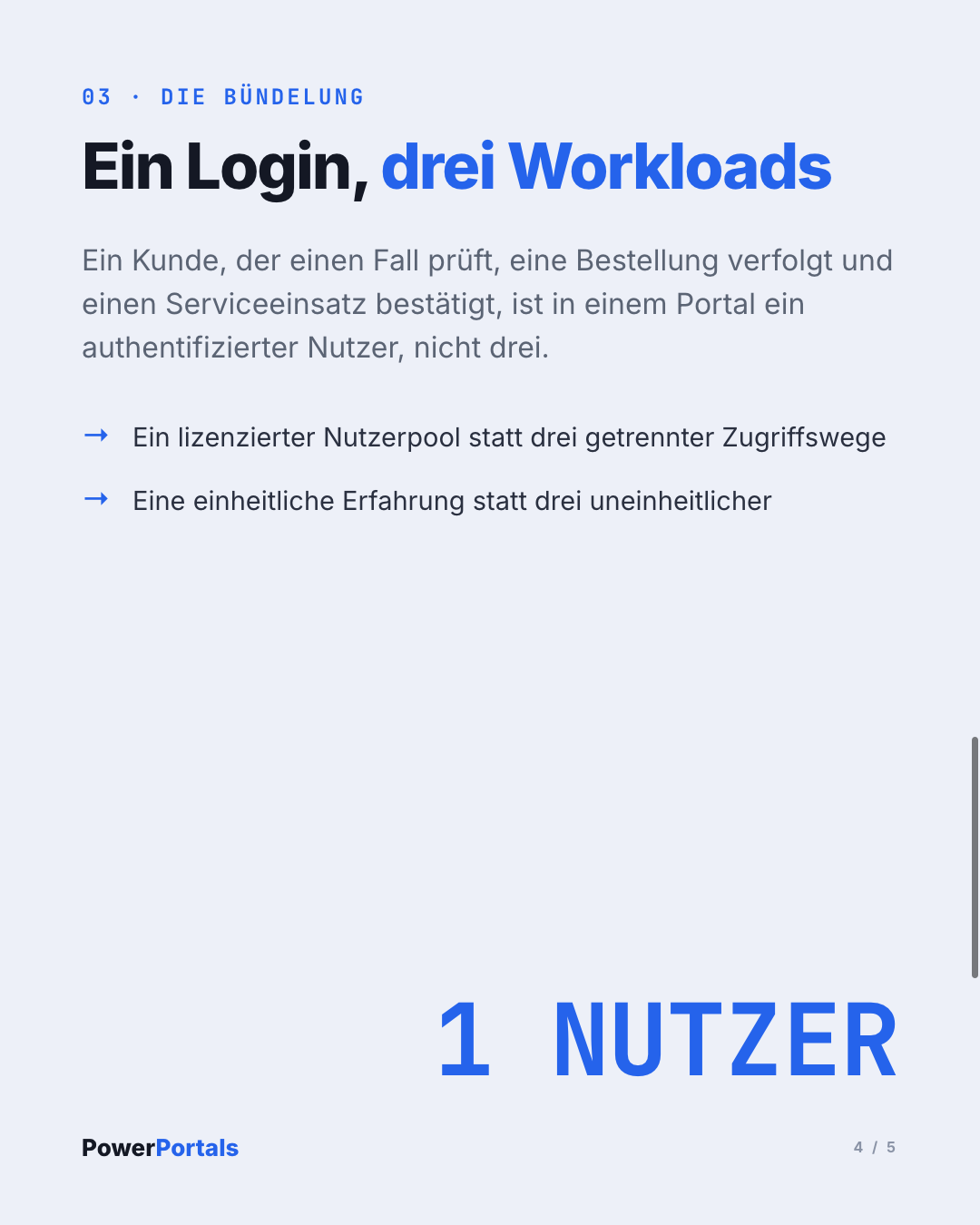Ein Login, drei Workloads: wie Bündelung für den Kunden konkret aussieht.