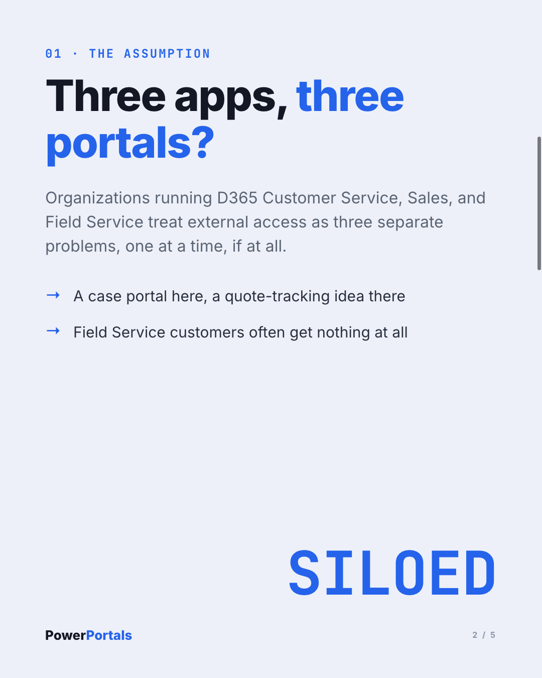 Three apps, three portals? The common assumption, and why it costs more than it needs to.