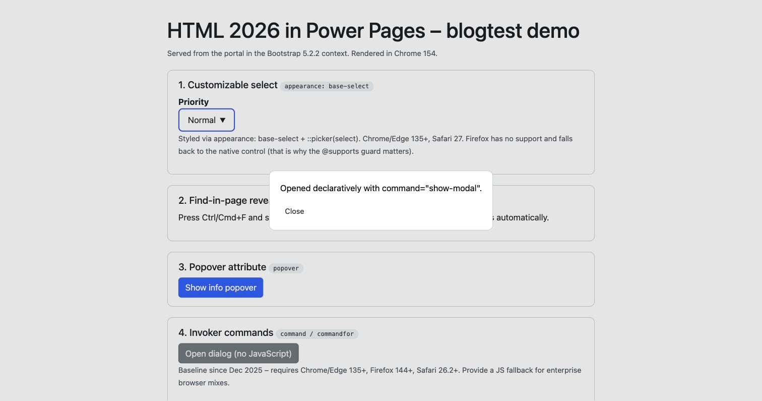 A dialog opened declaratively via command=show-modal, no JavaScript