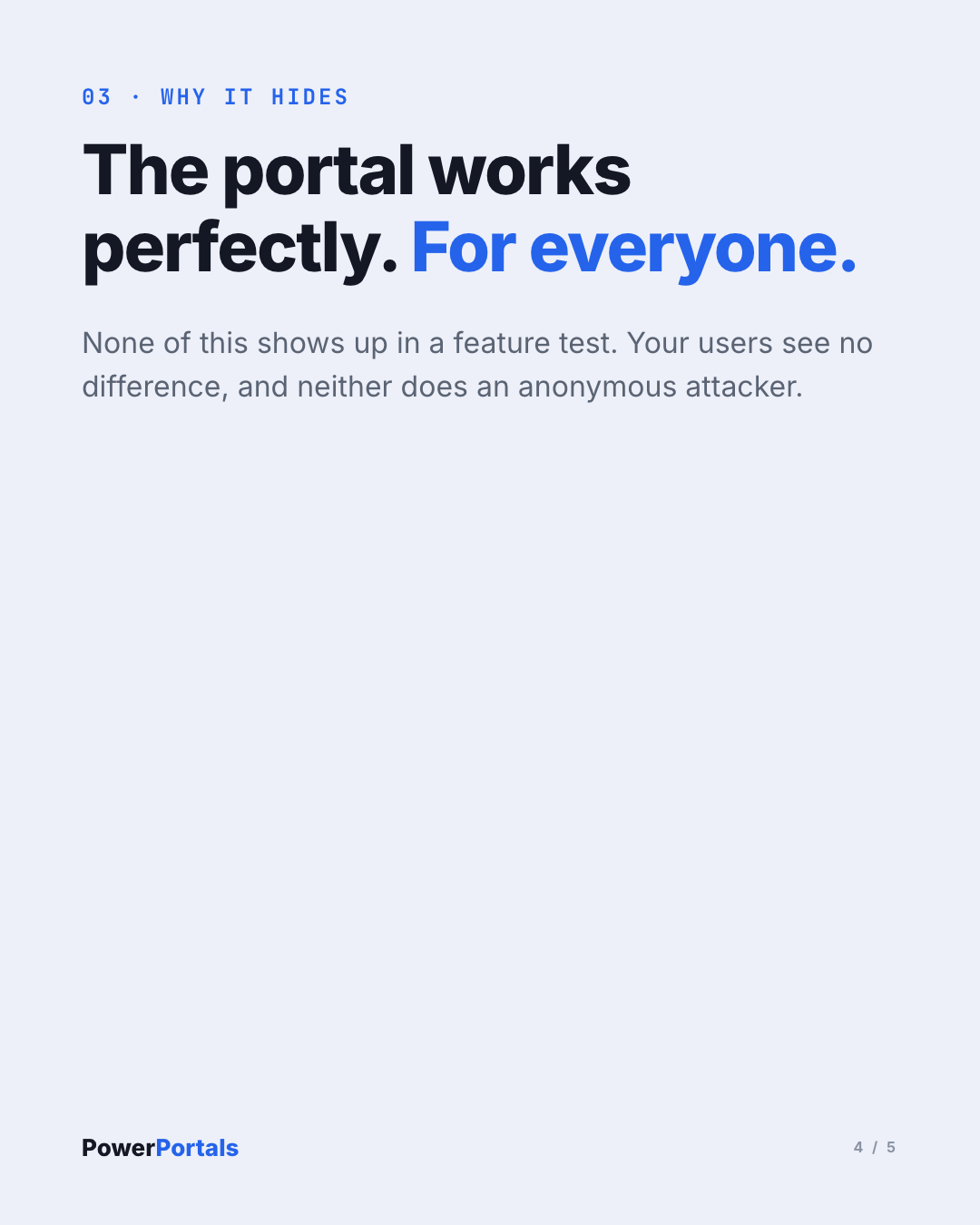 The portal works perfectly. For everyone.