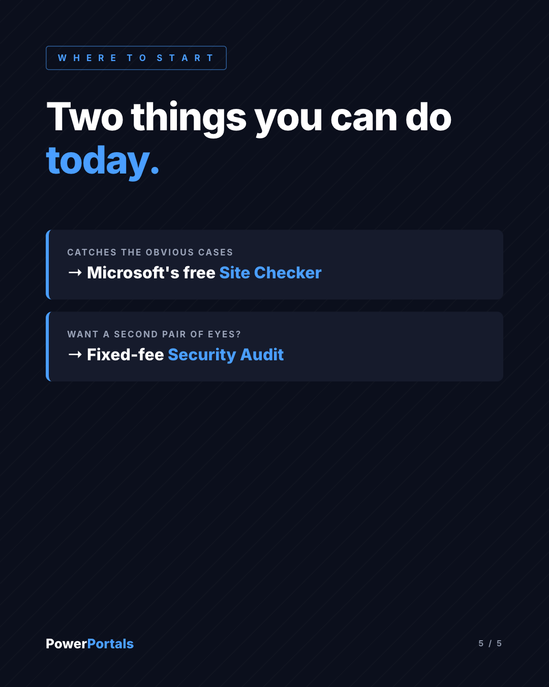 Two things you can do today.